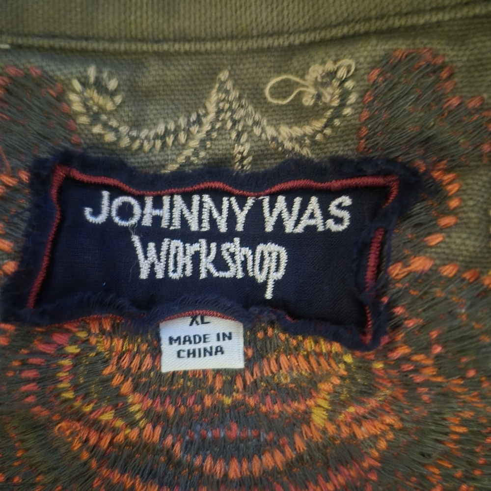 Johnny Was Embroidered Utility Jacket with Multicolor Floral Detail Xl Oversized - Picture 6 of 12